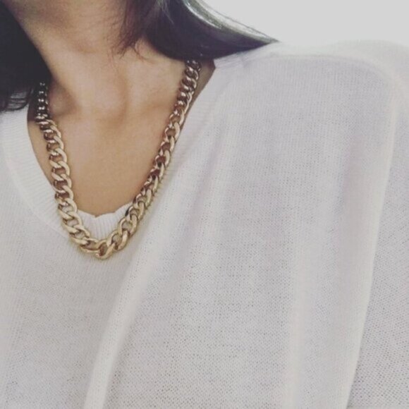Alquimia Jewelry - Gold cuban chunky short necklace chain adjustable